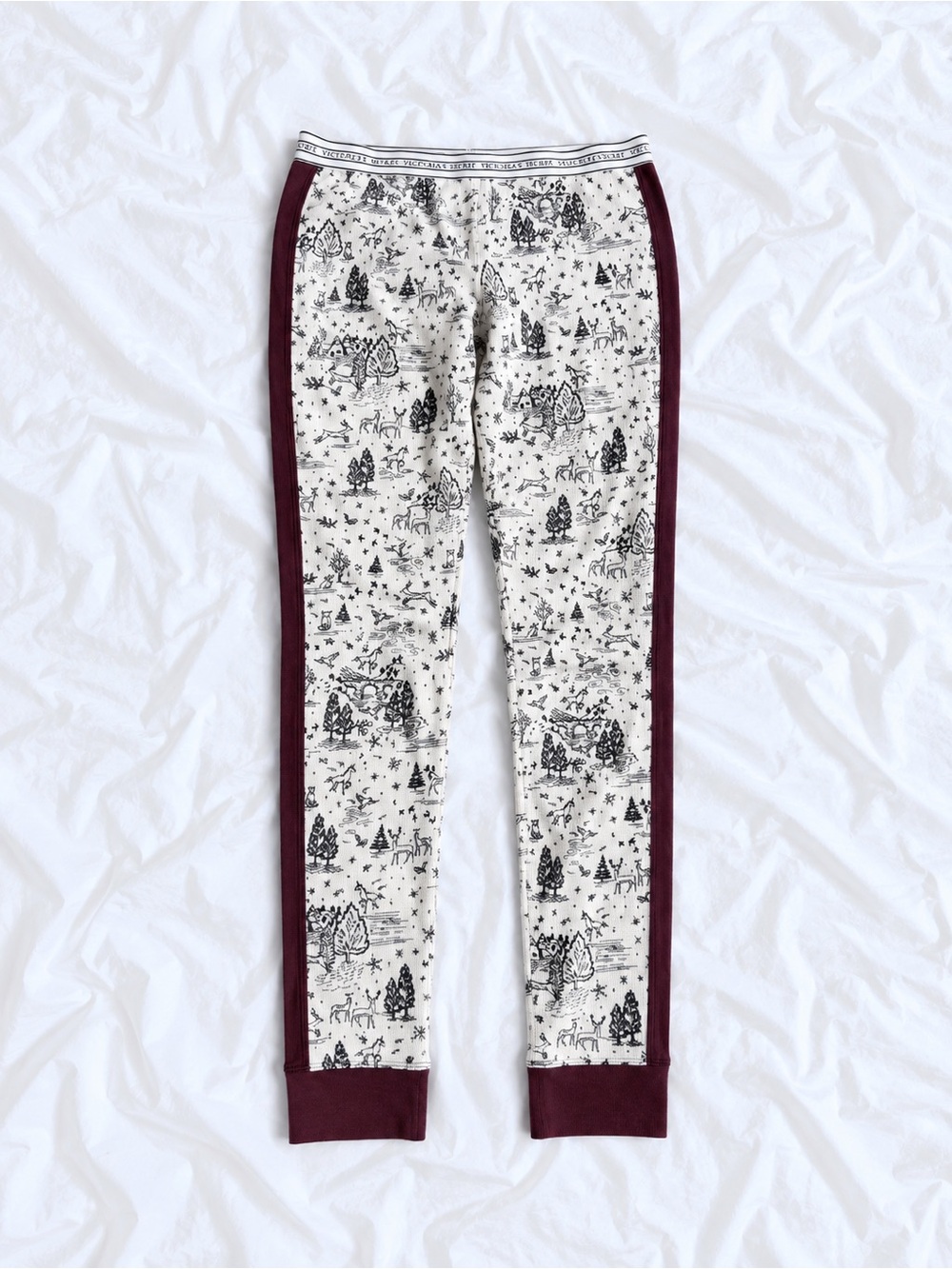 Victoria's Secret Cream and Maroon Kids Printed Leggings